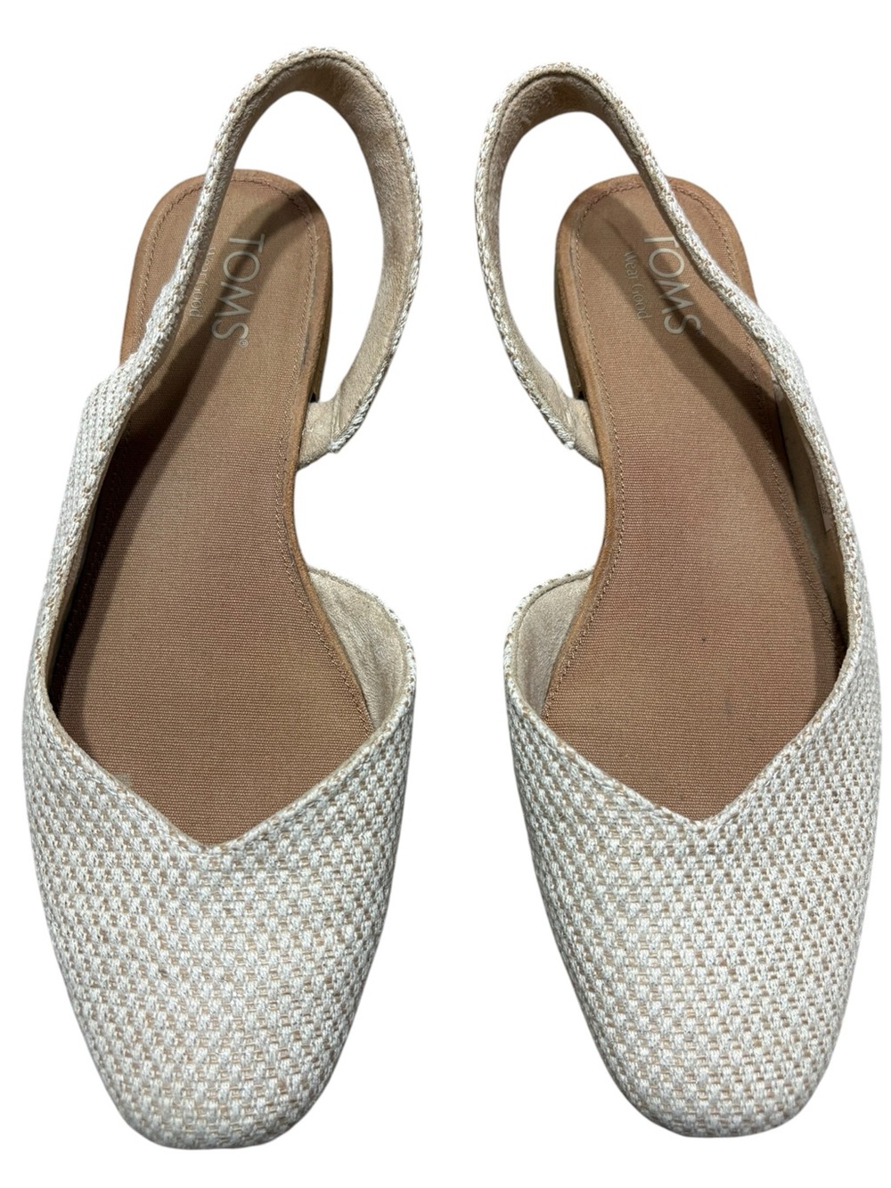 TOMS | Women's Alene Cream Tan Woven Slingback d’Orsay Flats 10 Career Secretary - Picture 2 of 16